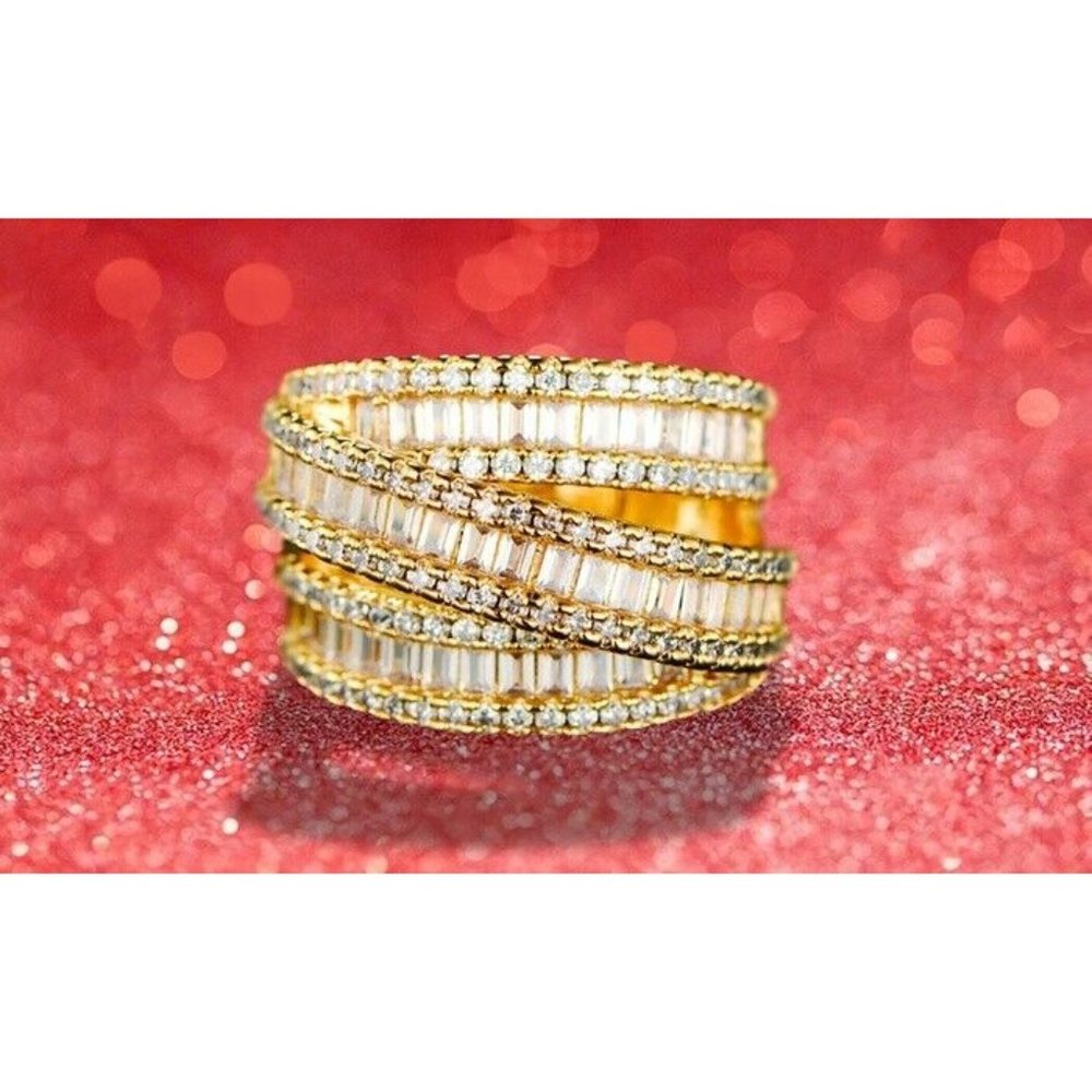 18K Gold Plated Cubic Zirconia Entwined Ring 7